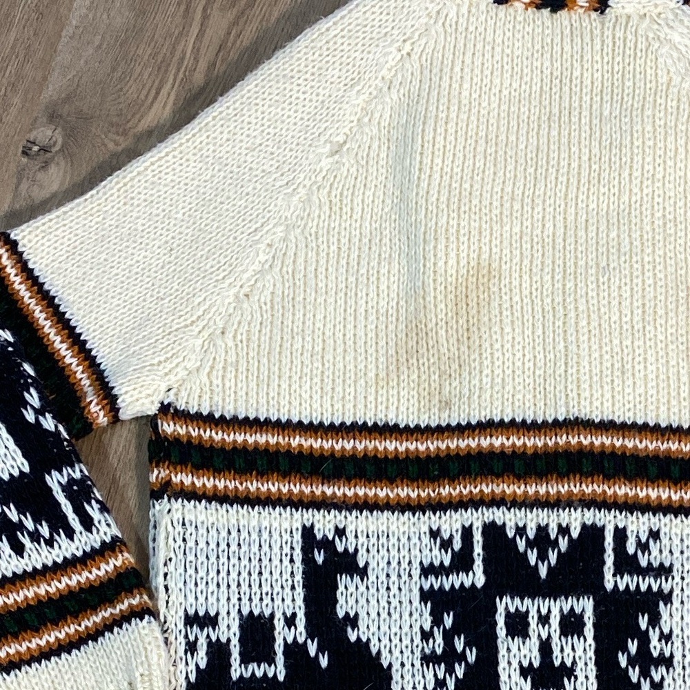 VTG 1970s Southwestern Open Front Sweater Shawl Cardigan Llamas Wool - Picture 10 of 10